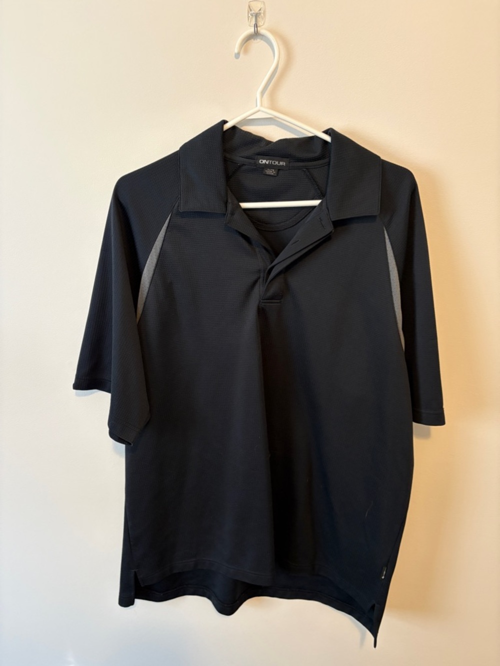 🤩 3 for $20 / On Tour Men's Black Polo with Gray Accent